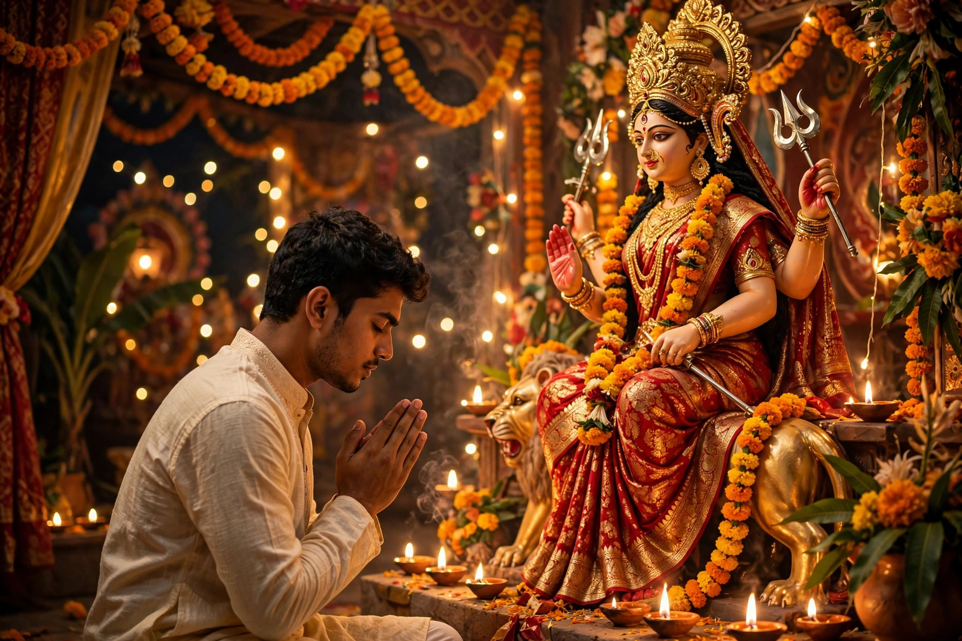 Durga Puja Pandal Blessing Photo example output