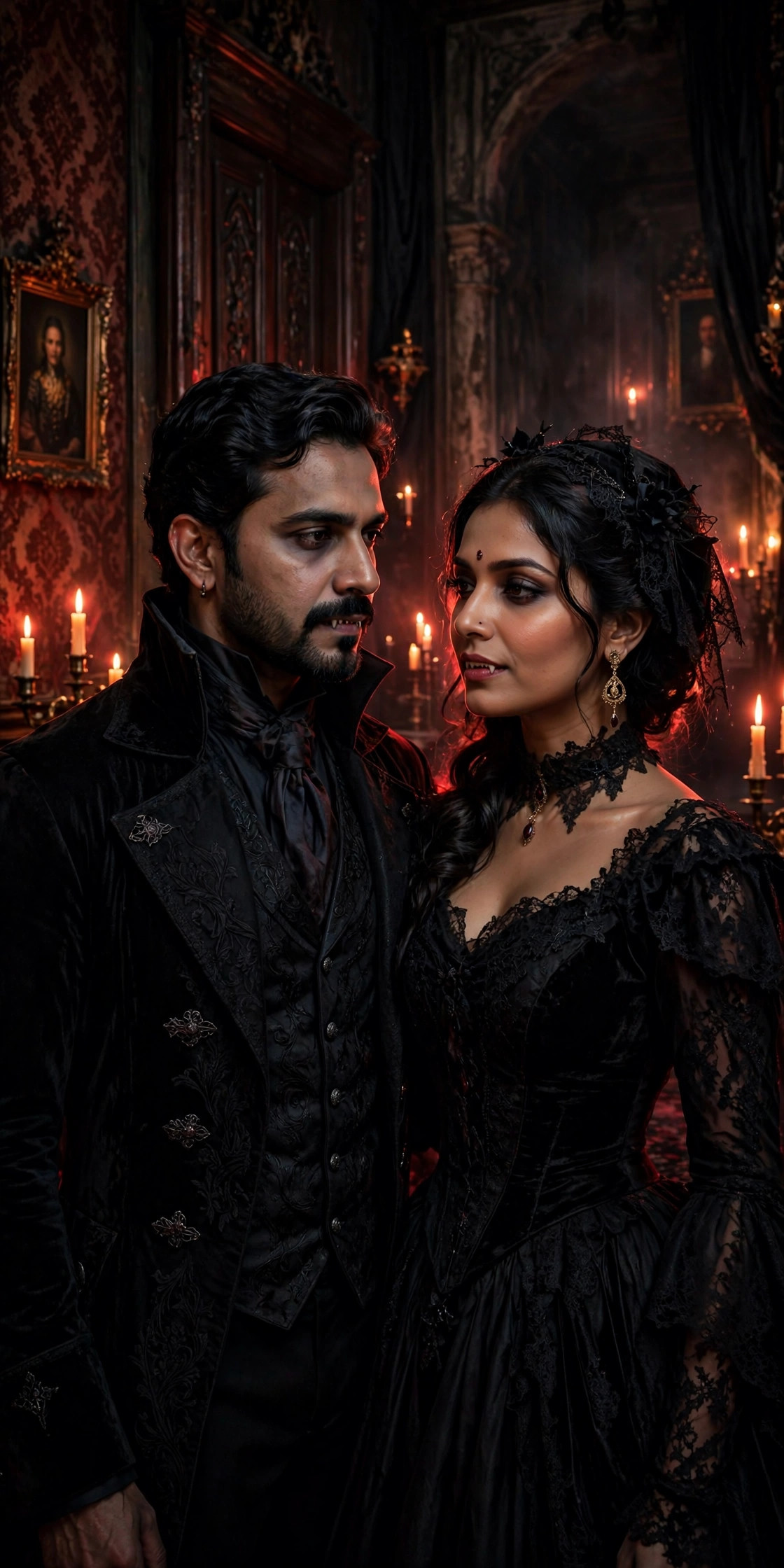 Halloween vampire couple photo example output