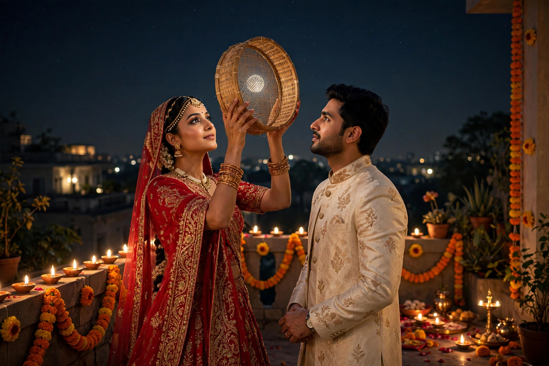 Karva Chauth Moon Couple Photo example output