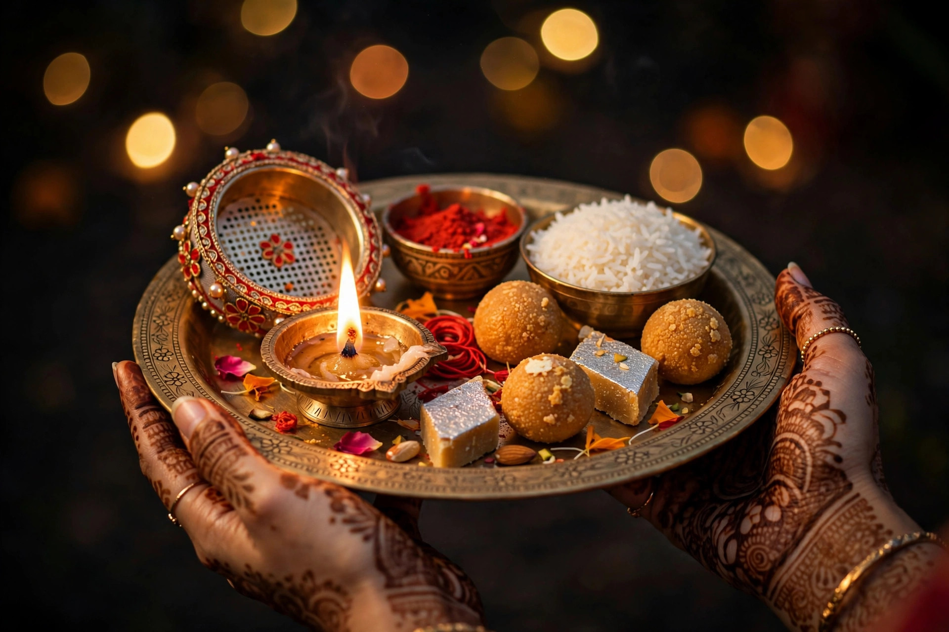 Karva Chauth Puja Thali Photo example output