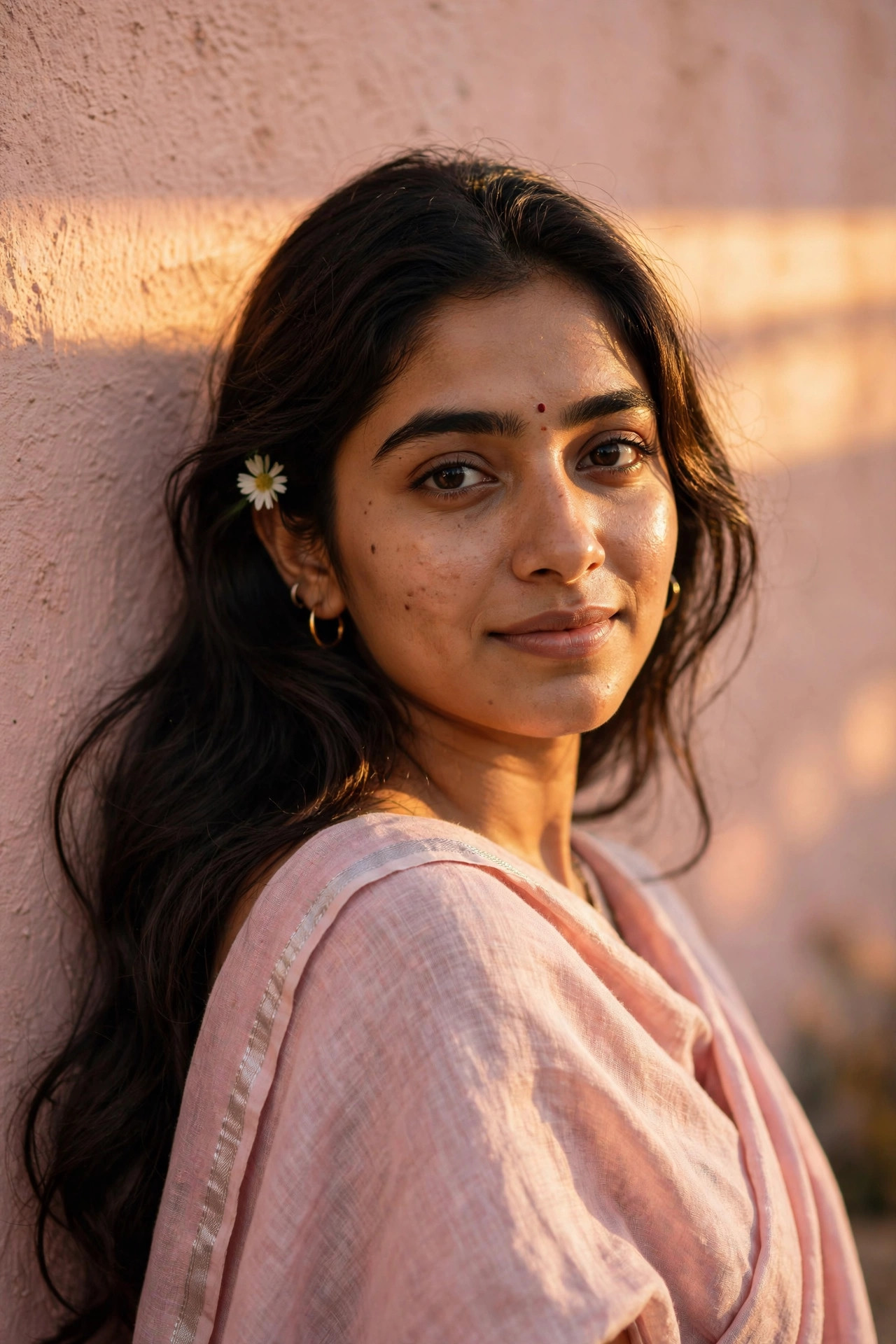 Pastel Saree Editorial Portrait — example result