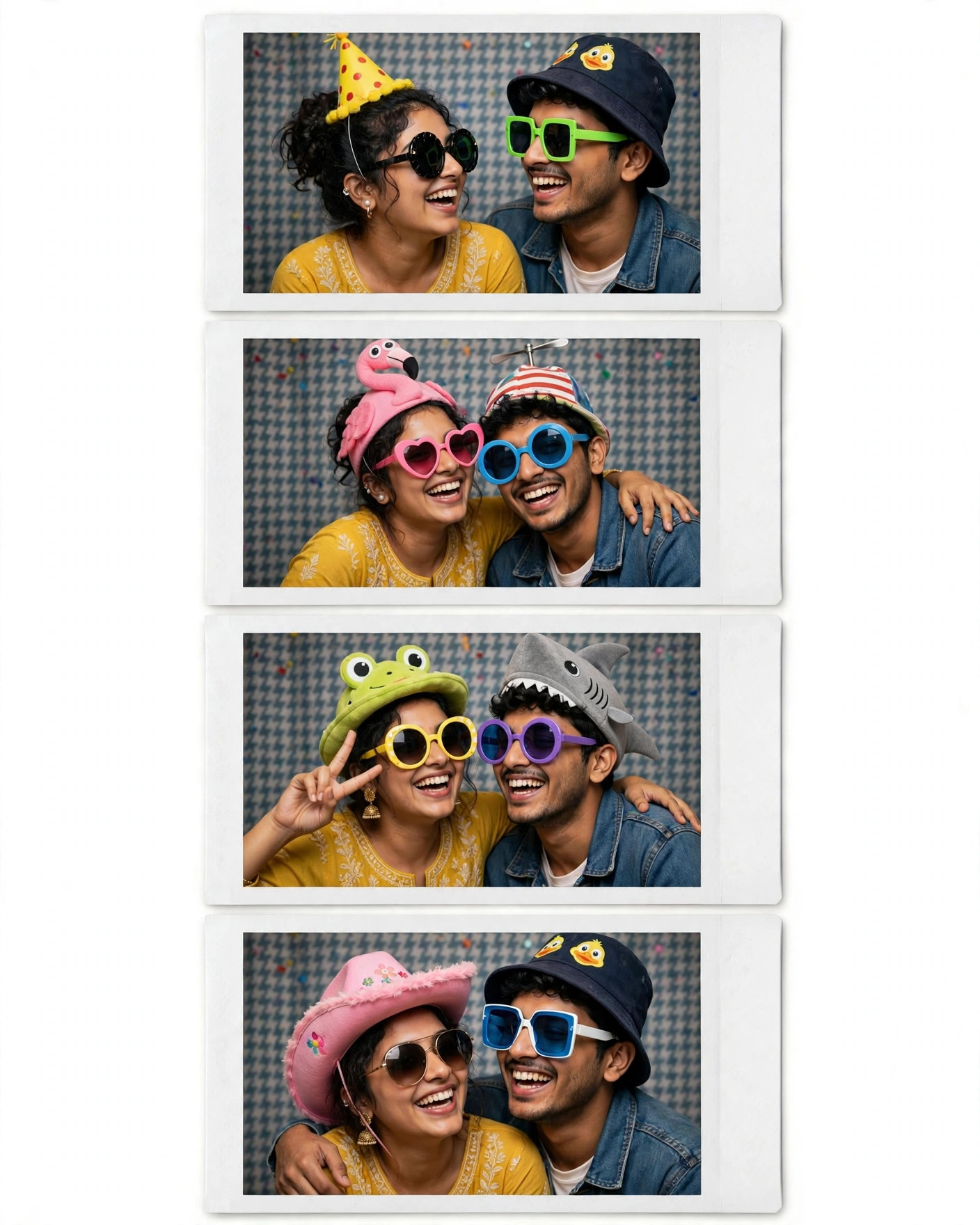 Polaroid photo booth strip 4-panel example output
