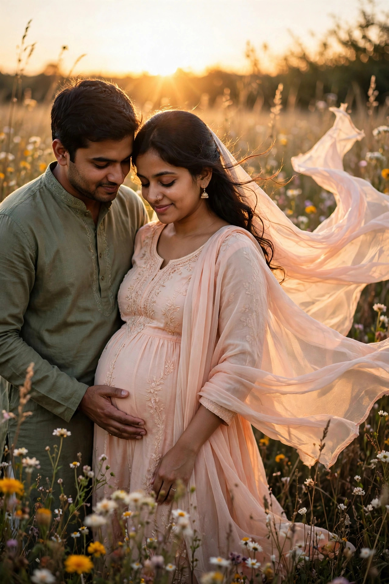 Pregnancy announcement golden-hour example output