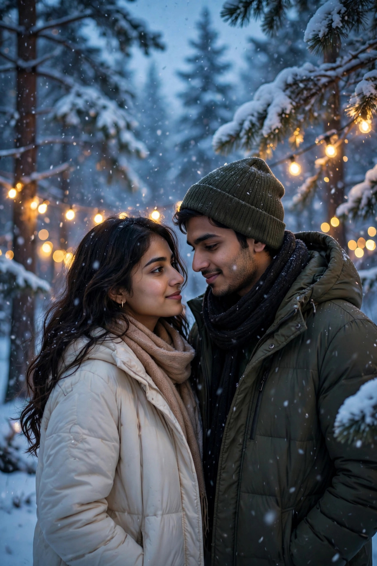 Winter couple snow aesthetic example output